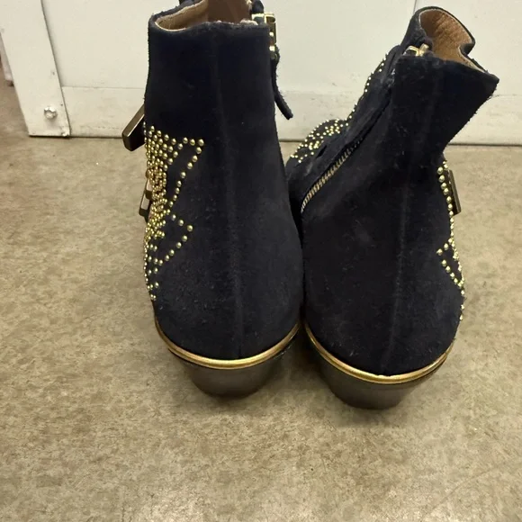 Chloe Susanna Navy Suede Booties - Picture 5 of 8